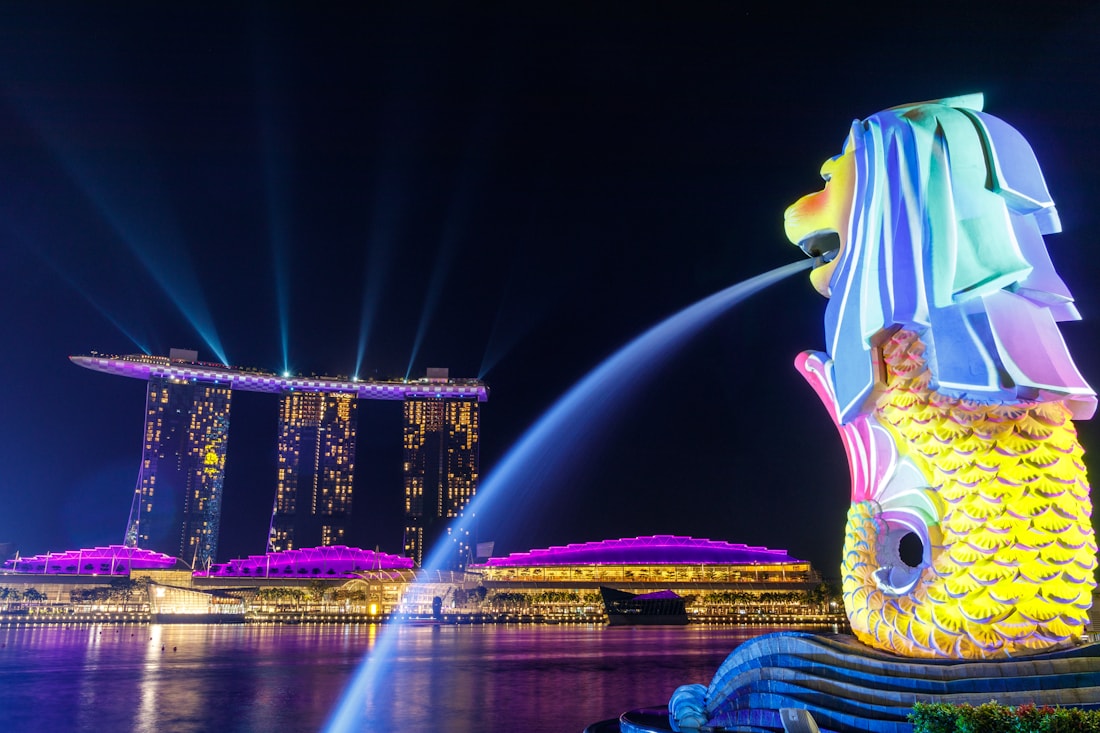 Singapore skyline and financial waterfront at dusk
